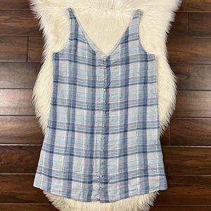 Cloth & Stone Anthropologie Size Petite Small Blue White‎ Plaid Sleeveless Dress